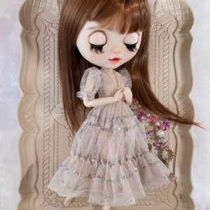 White Long Dress Night Dress for Blythe,BJD 1/6 Doll Clothes Customized 09