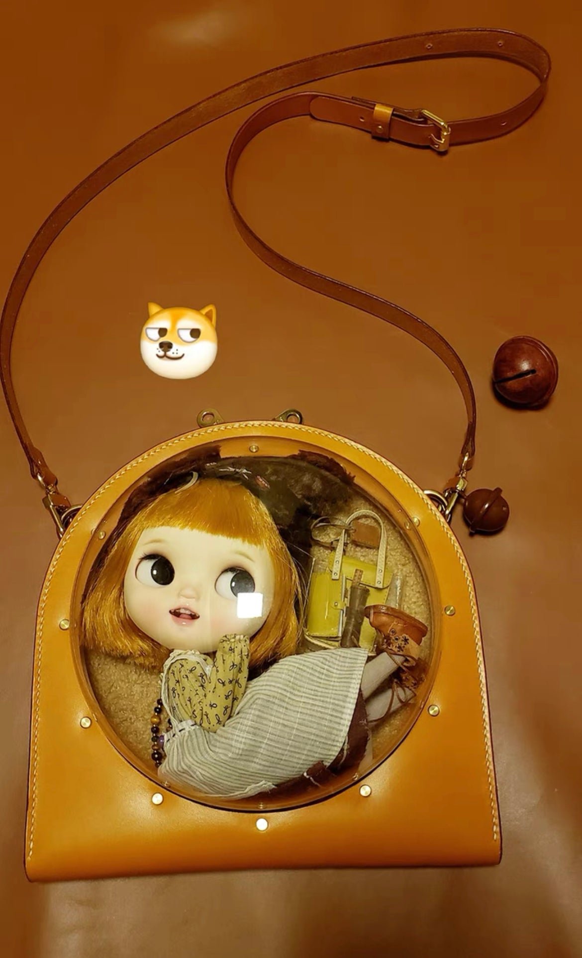 BLYTHE BJD CARRYCASE FOR OB 24 DOLL/ BLYTHE DOLL /1/6 BJD travel bag Protective For Doll leather backpack Handmade 10