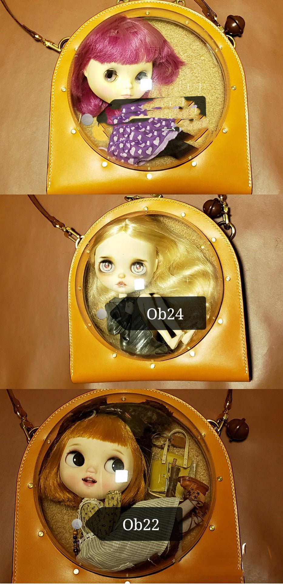 BLYTHE BJD CARRYCASE FOR OB 24 DOLL/ BLYTHE DOLL /1/6 BJD travel bag Protective For Doll leather backpack Handmade 10 - Image 3